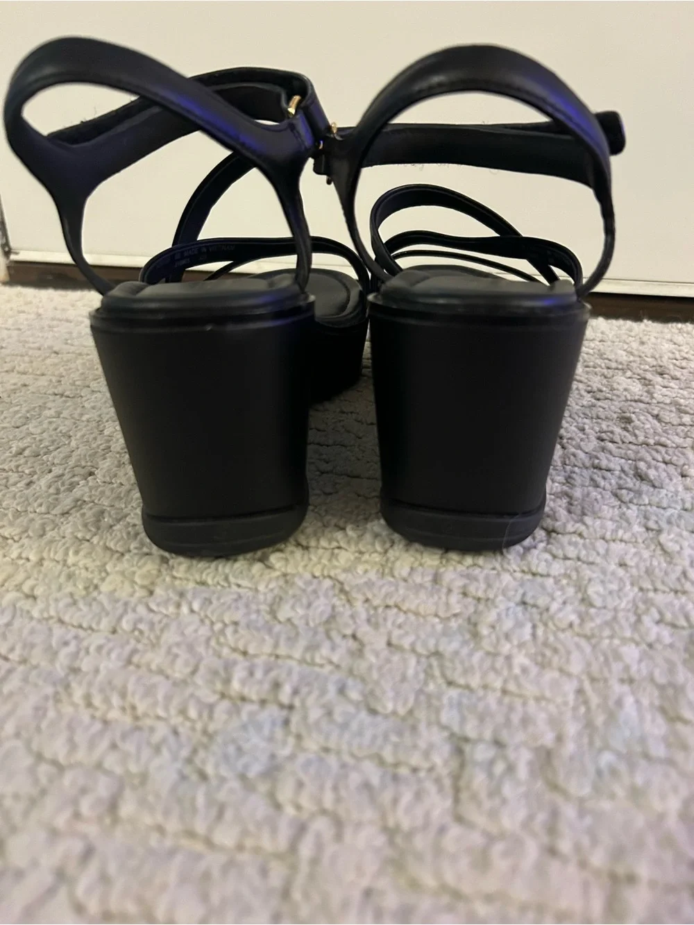 Cole Haan Grand Ambition Azzura Strappy Wedge Sandals in Black Leather